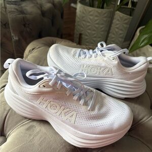 Hoka Bondi 8 Women's White Athletic Shoes